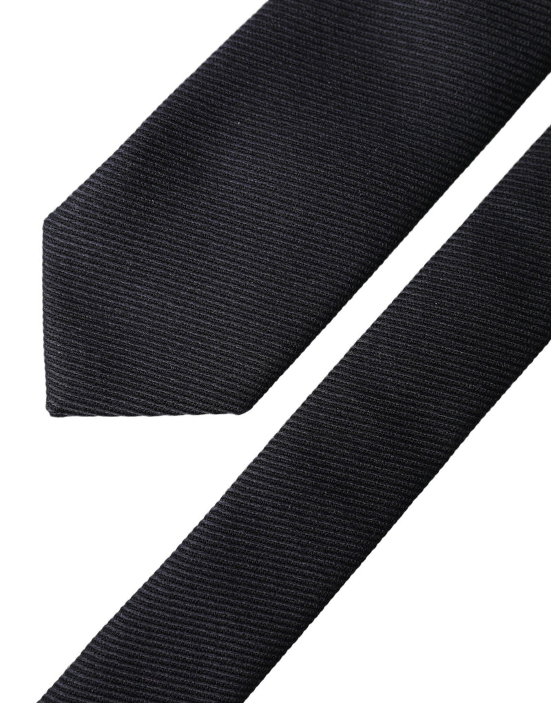 Dolce & Gabbana Black Solid 100% Silk Adjustable Necktie