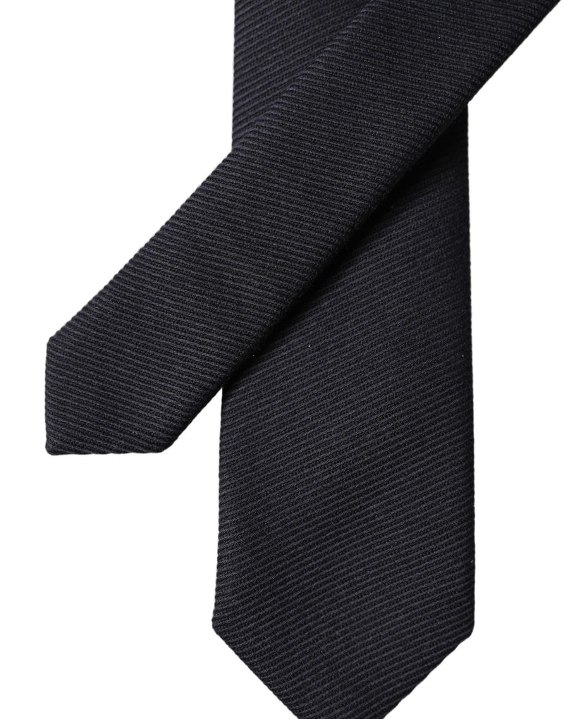 Dolce & Gabbana Black Solid 100% Silk Adjustable Necktie
