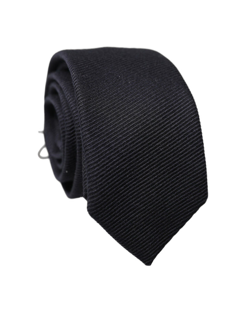 Dolce & Gabbana Black Solid 100% Silk Adjustable Necktie