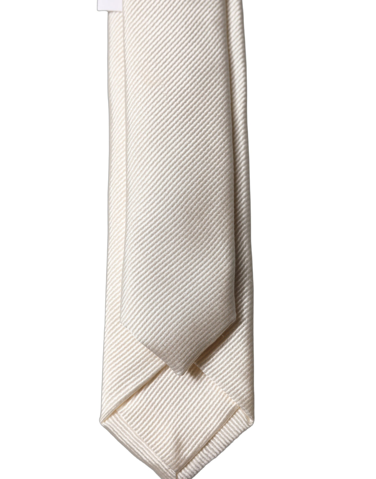 Cravate Dolce & Gabbana blanc cassé unie 100 % soie, ajustable pour homme
