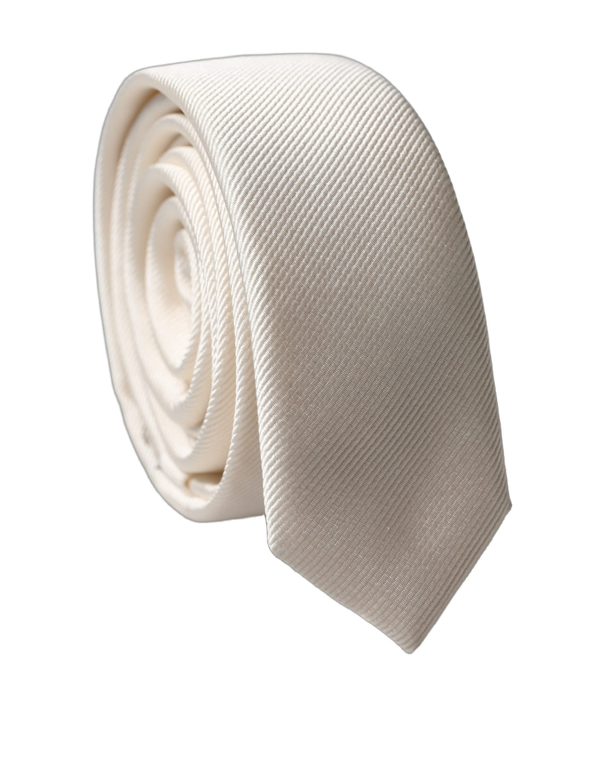 Cravate Dolce & Gabbana blanc cassé unie 100 % soie, ajustable pour homme