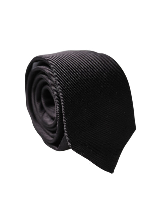 Dolce & Gabbana Black Solid 100% Silk Adjustable Necktie