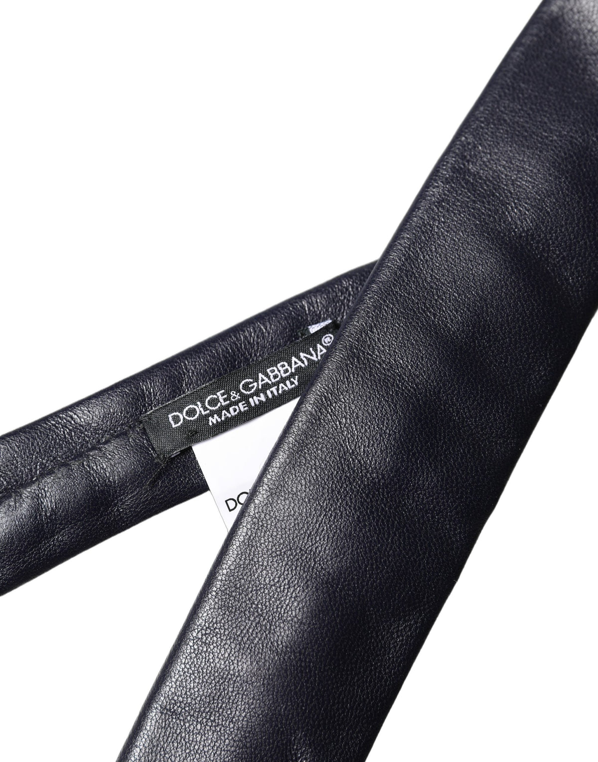 Cravate Dolce & Gabbana en cuir d'agneau noir uni, à nouer, pour homme