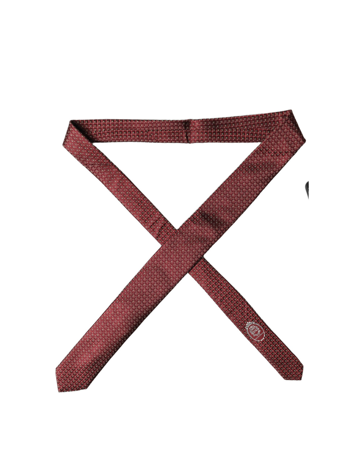 Dolce & Gabbana Burgundy Geometric Silk Adjustable Necktie