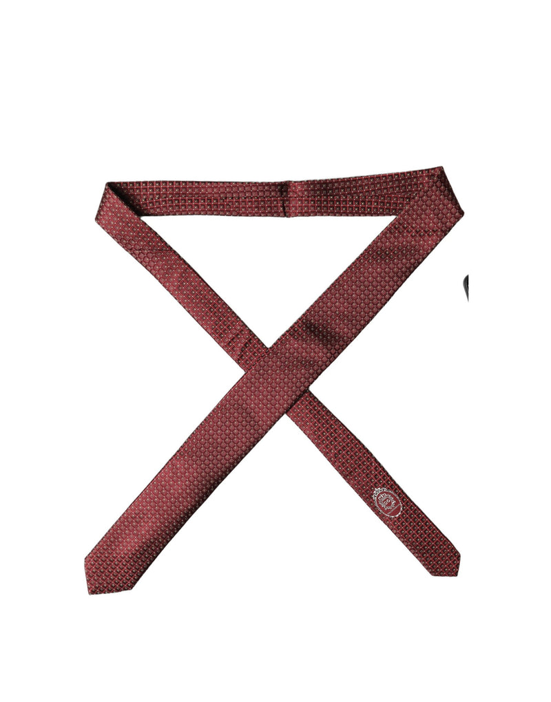 Dolce & Gabbana Burgundy Geometric Silk Adjustable Necktie