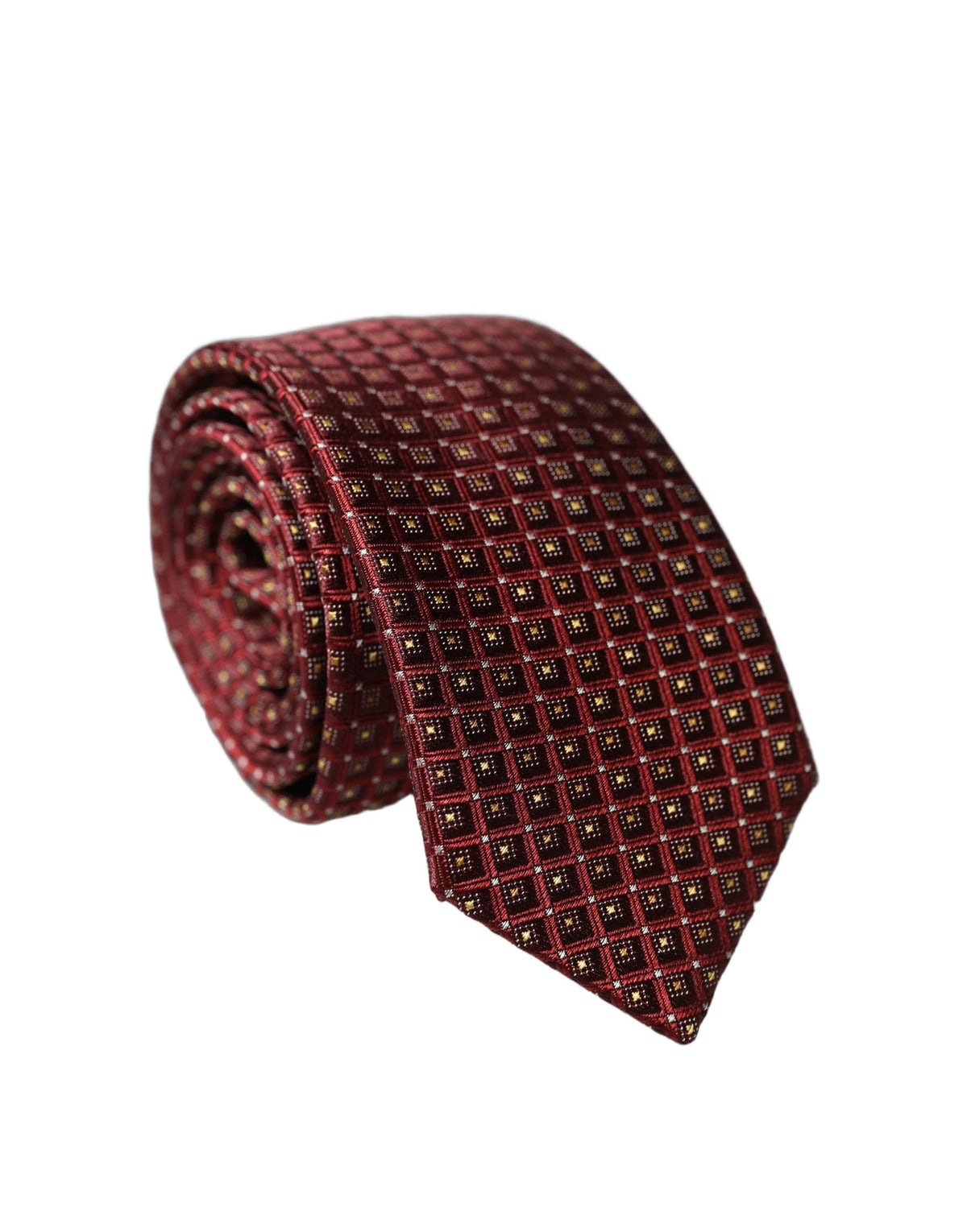 Dolce & Gabbana Burgundy Geometric Silk Adjustable Necktie