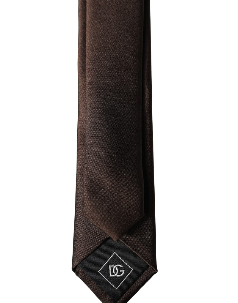 Dolce & Gabbana Brown Solid 100% Silk Adjustable Necktie
