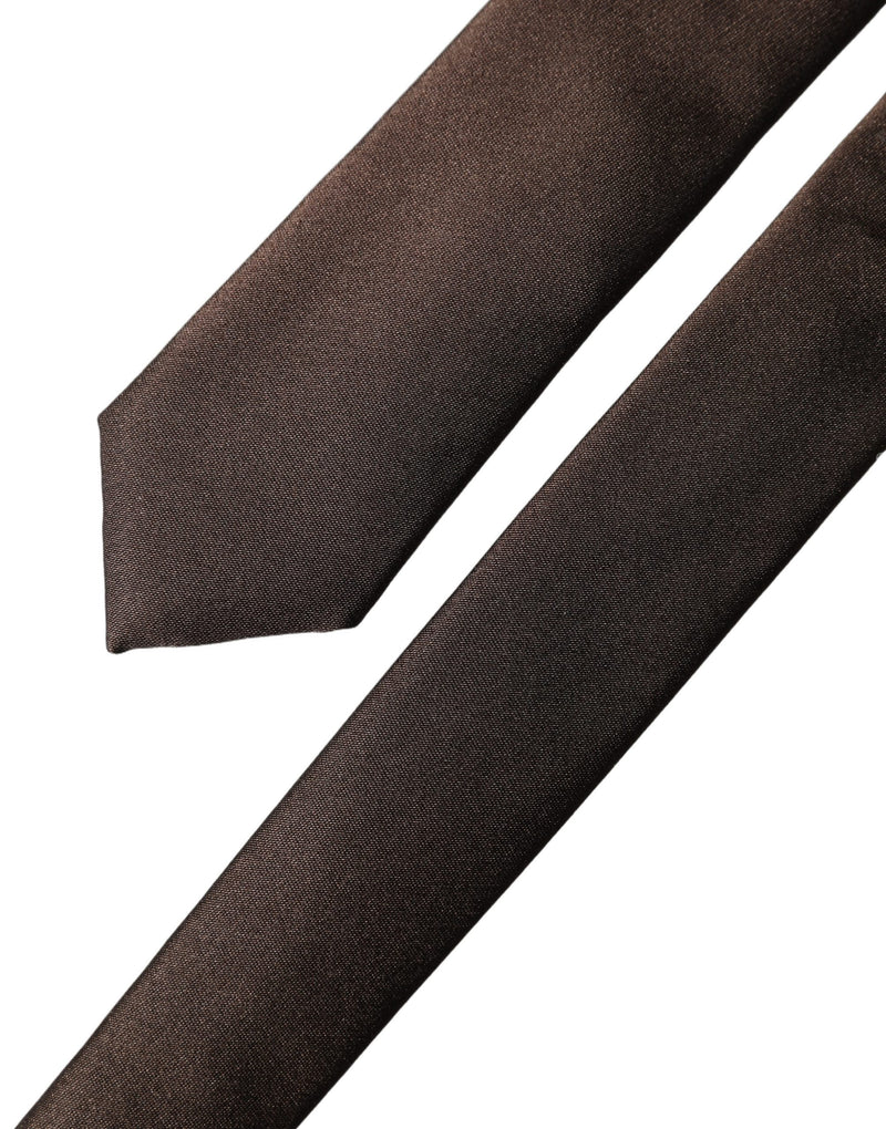 Dolce & Gabbana Brown Solid 100% Silk Adjustable Necktie