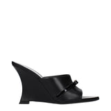Versace Black Leather Wedge Sandals for Women