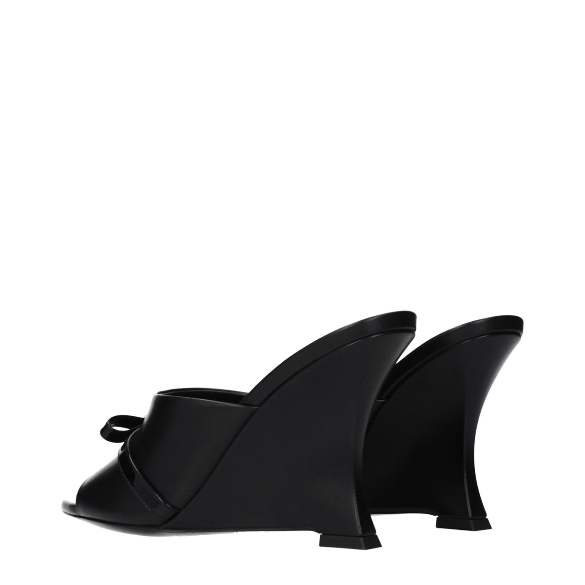 Versace Black Leather Wedge Sandals for Women