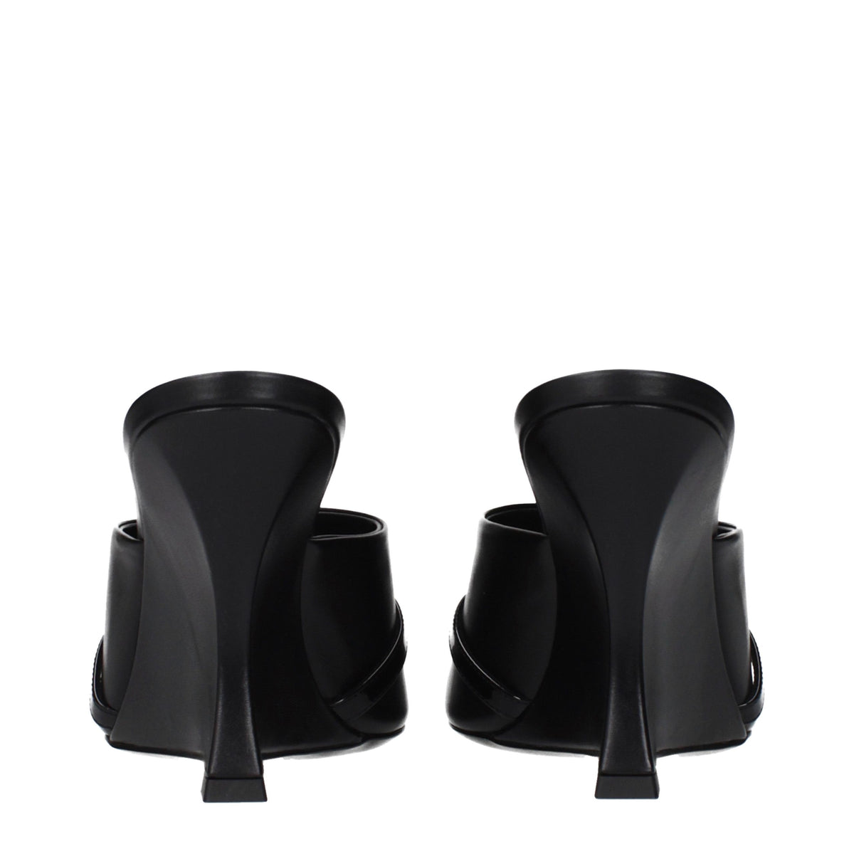 Versace Black Leather Wedge Sandals for Women