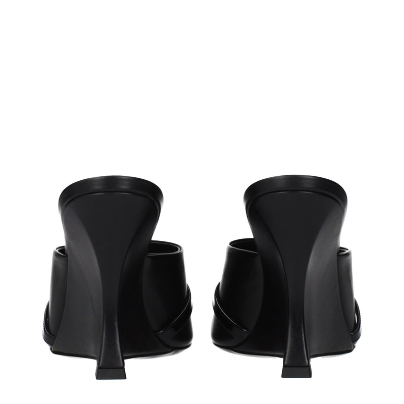 Versace Black Leather Wedge Sandals for Women