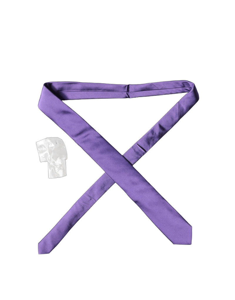Dolce & Gabbana Purple Satin 100% Silk Adjustable Necktie