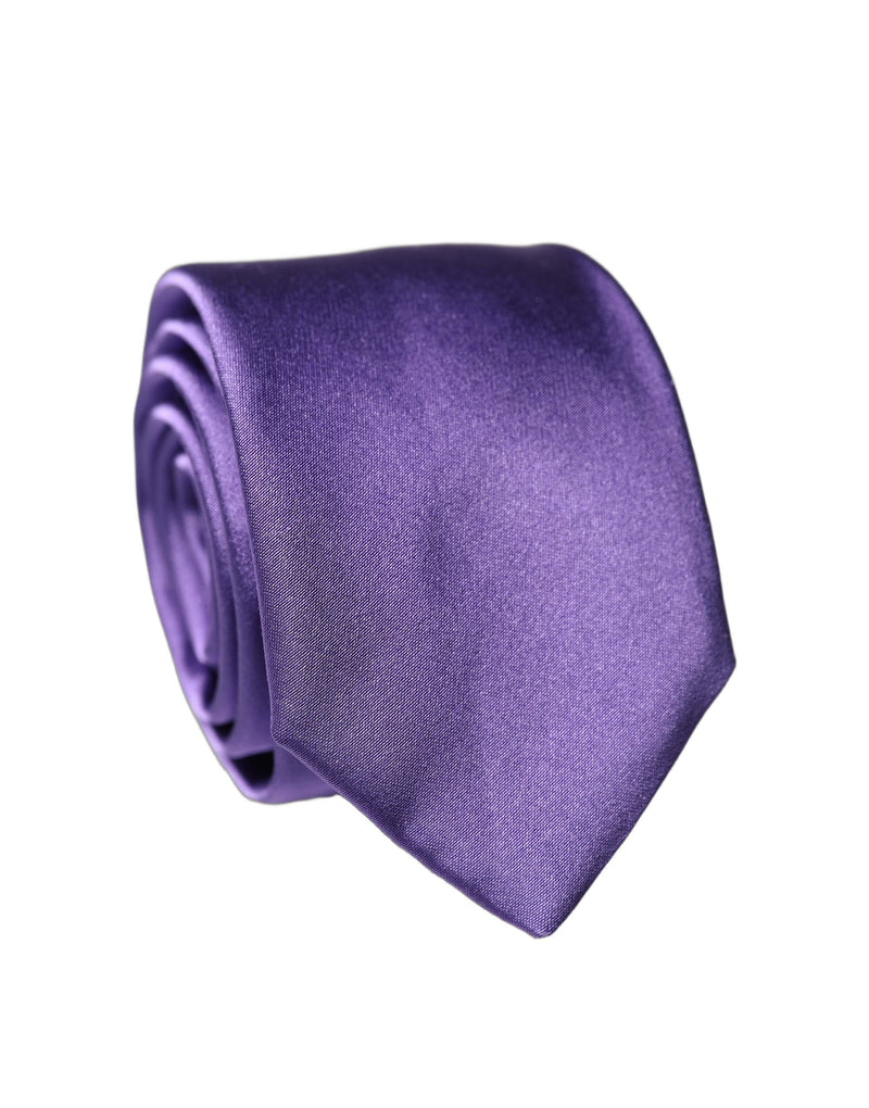 Dolce & Gabbana Purple Satin 100% Silk Adjustable Necktie