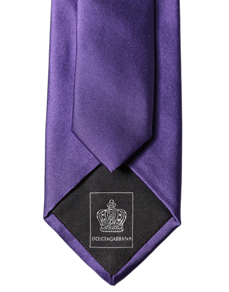 Dolce & Gabbana Purple Satin 100% Silk Adjustable Necktie