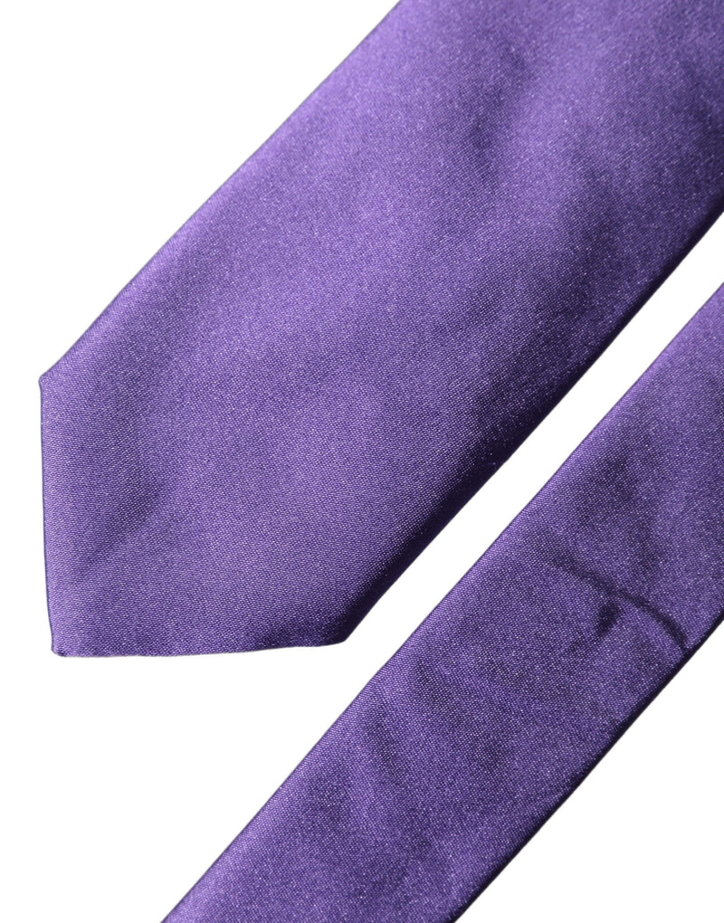 Dolce & Gabbana Purple Satin 100% Silk Adjustable Necktie
