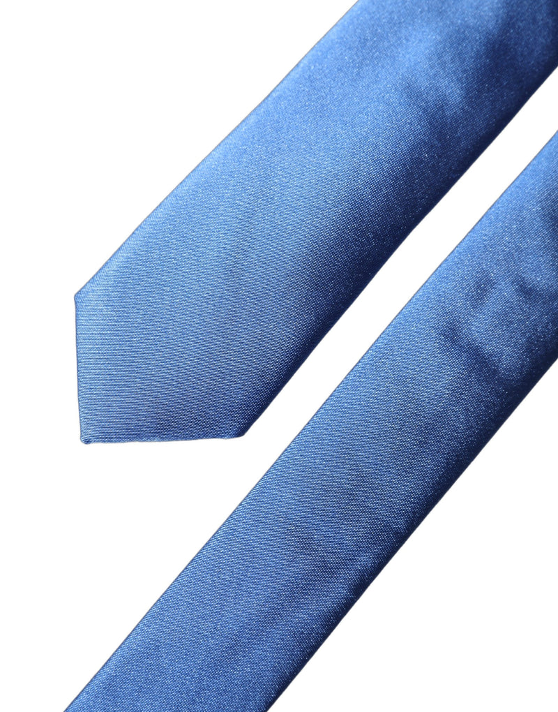 Dolce & Gabbana Blue Satin 100% Silk Adjustable Men Tied Necktie Tie