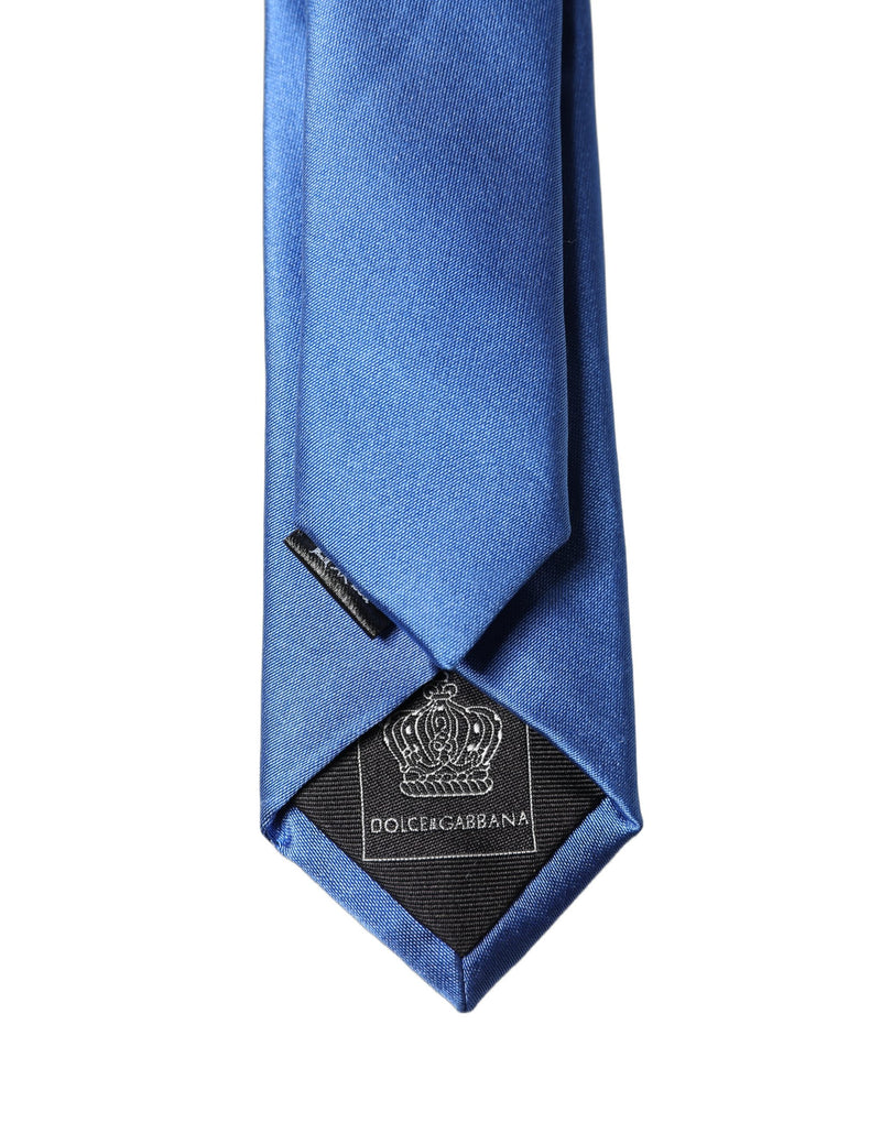 Dolce & Gabbana Blue Satin 100% Silk Adjustable Men Tied Necktie Tie