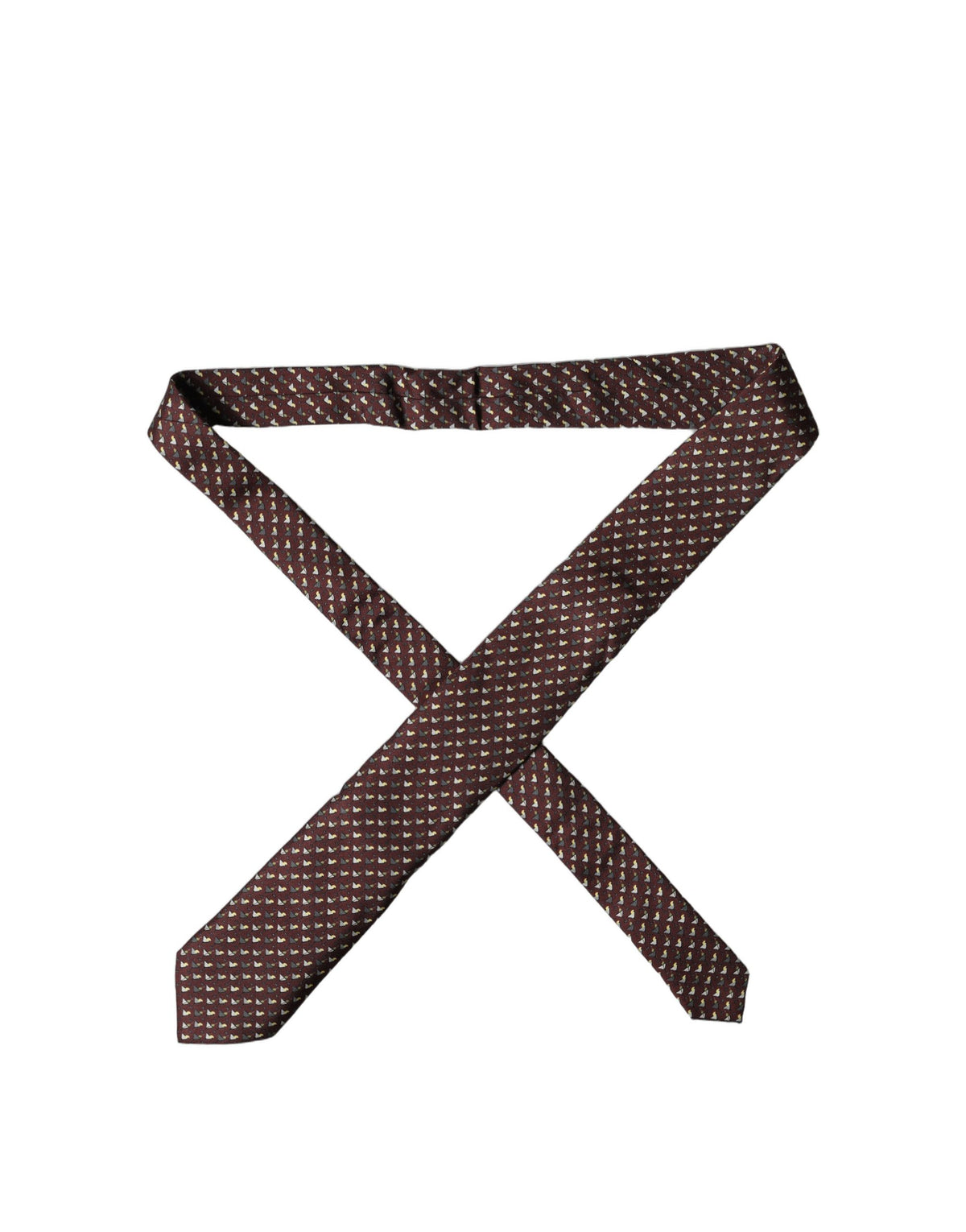 Dolce & Gabbana Burgundy Geometric Silk Adjustable Necktie