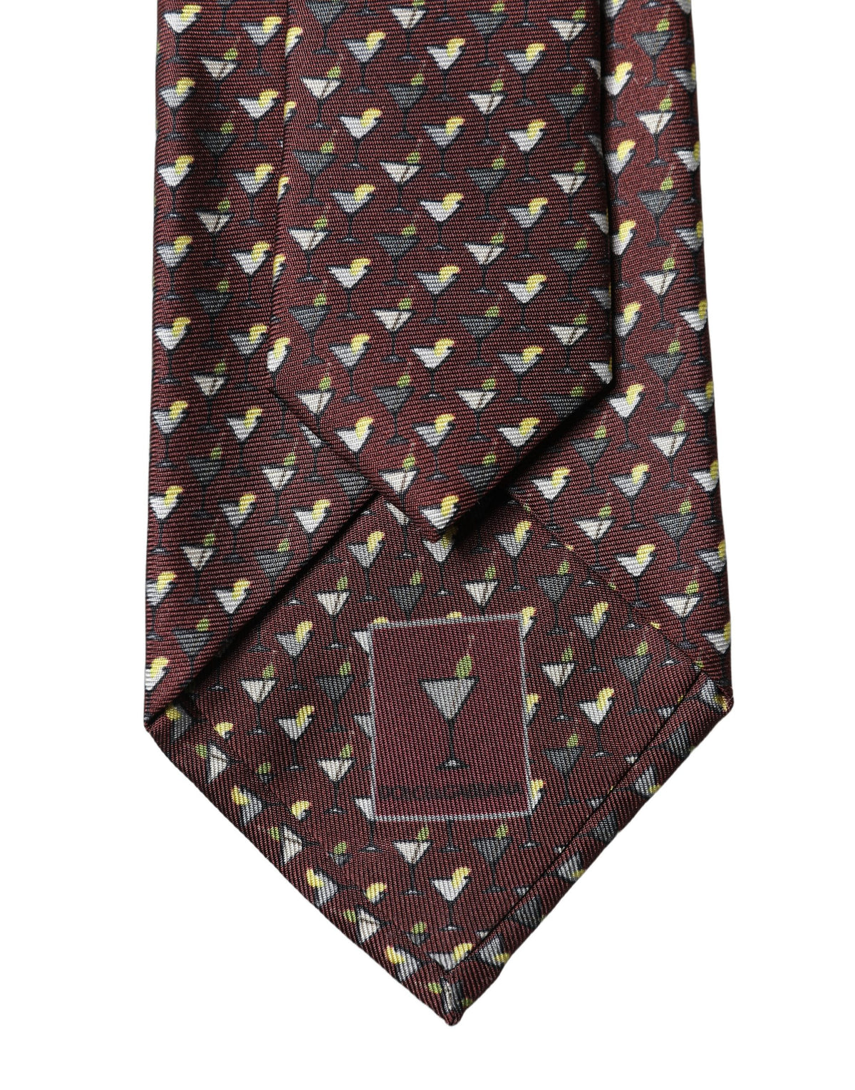 Dolce & Gabbana Burgundy Geometric Silk Adjustable Necktie
