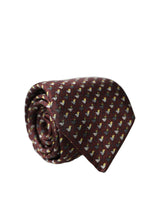 Dolce & Gabbana Burgundy Geometric Silk Adjustable Necktie