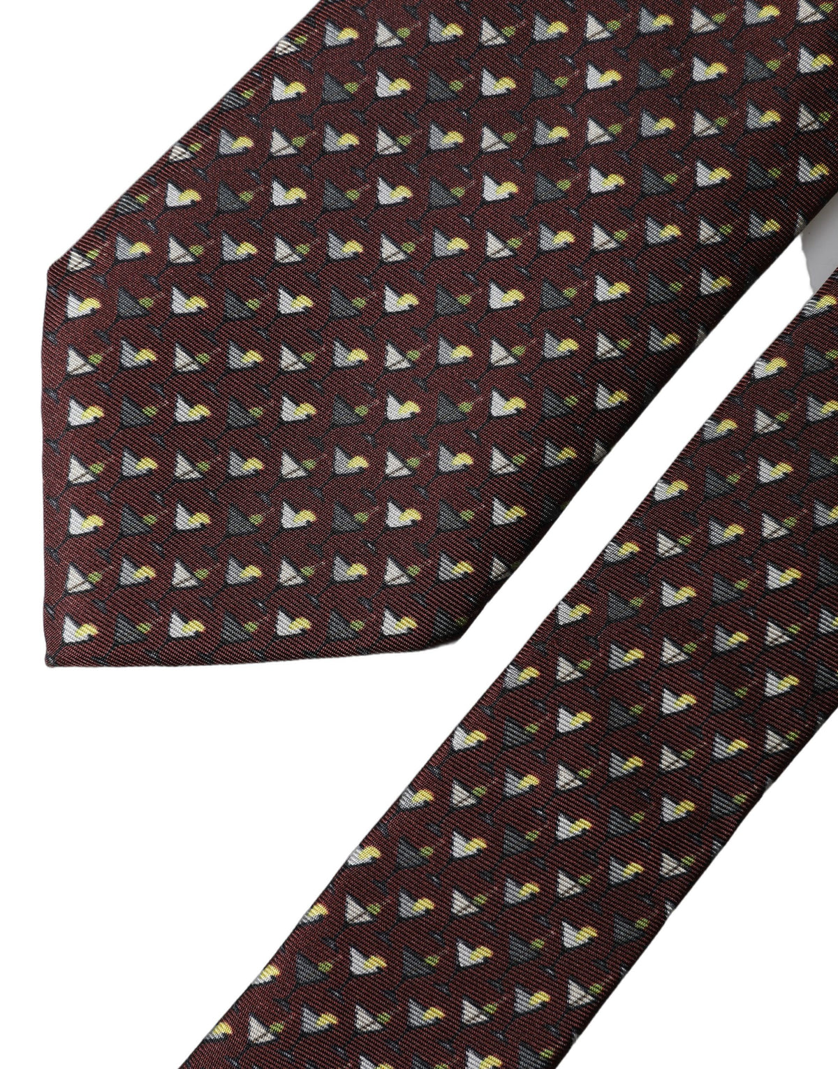 Dolce & Gabbana Burgundy Geometric Silk Adjustable Necktie