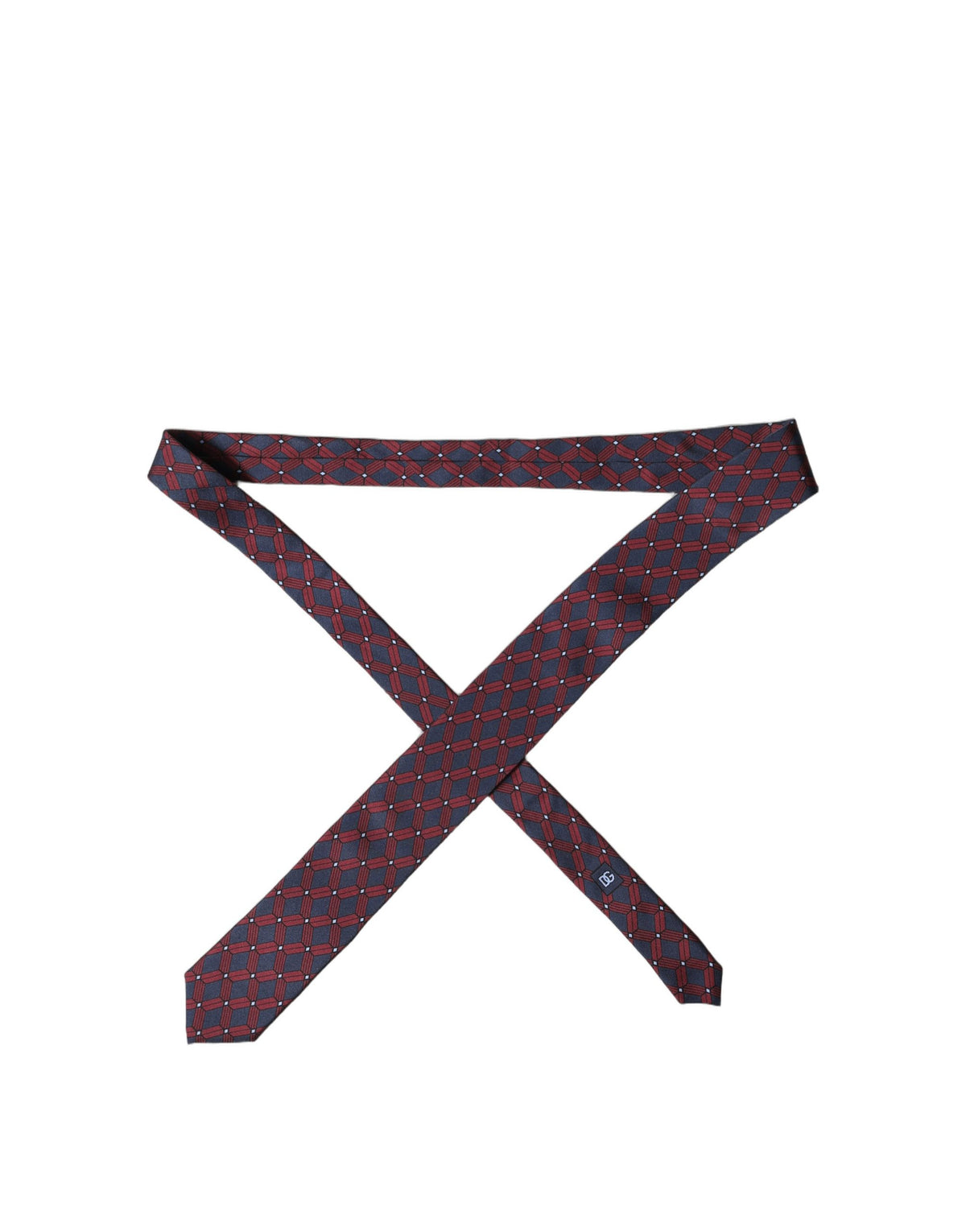 Dolce & Gabbana Necktie Tie Red Blue Patterned 100% Silk for Men