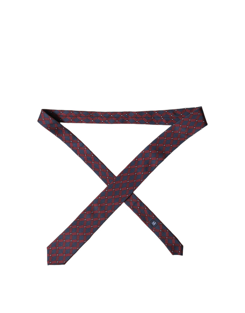 Dolce & Gabbana Necktie Tie Red Blue Patterned 100% Silk for Men