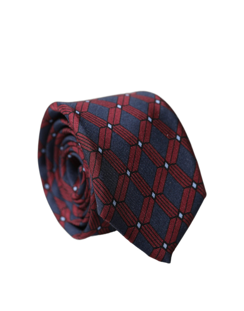 Dolce & Gabbana Necktie Tie Red Blue Patterned 100% Silk for Men
