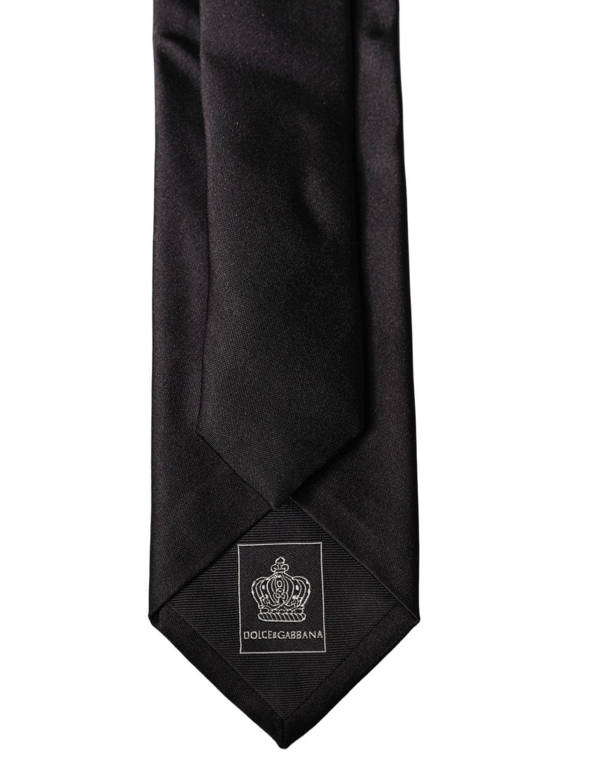 Dolce & Gabbana Black Solid Silk Satin Wide Adjustable Necktie