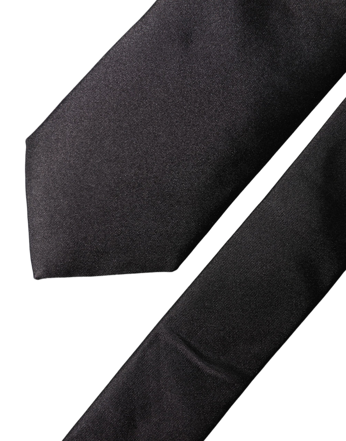 Dolce & Gabbana Black Solid Silk Satin Wide Adjustable Necktie