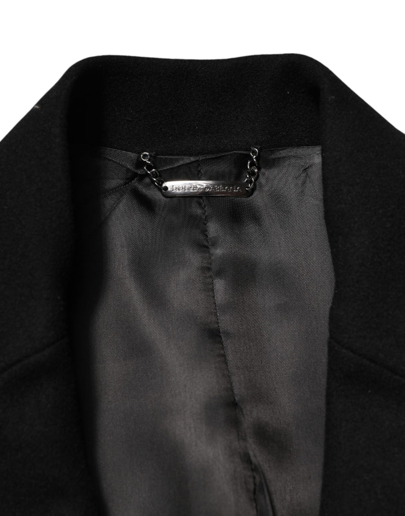Dolce & Gabbana Black Heraldic Patch Single Breasted Jacket