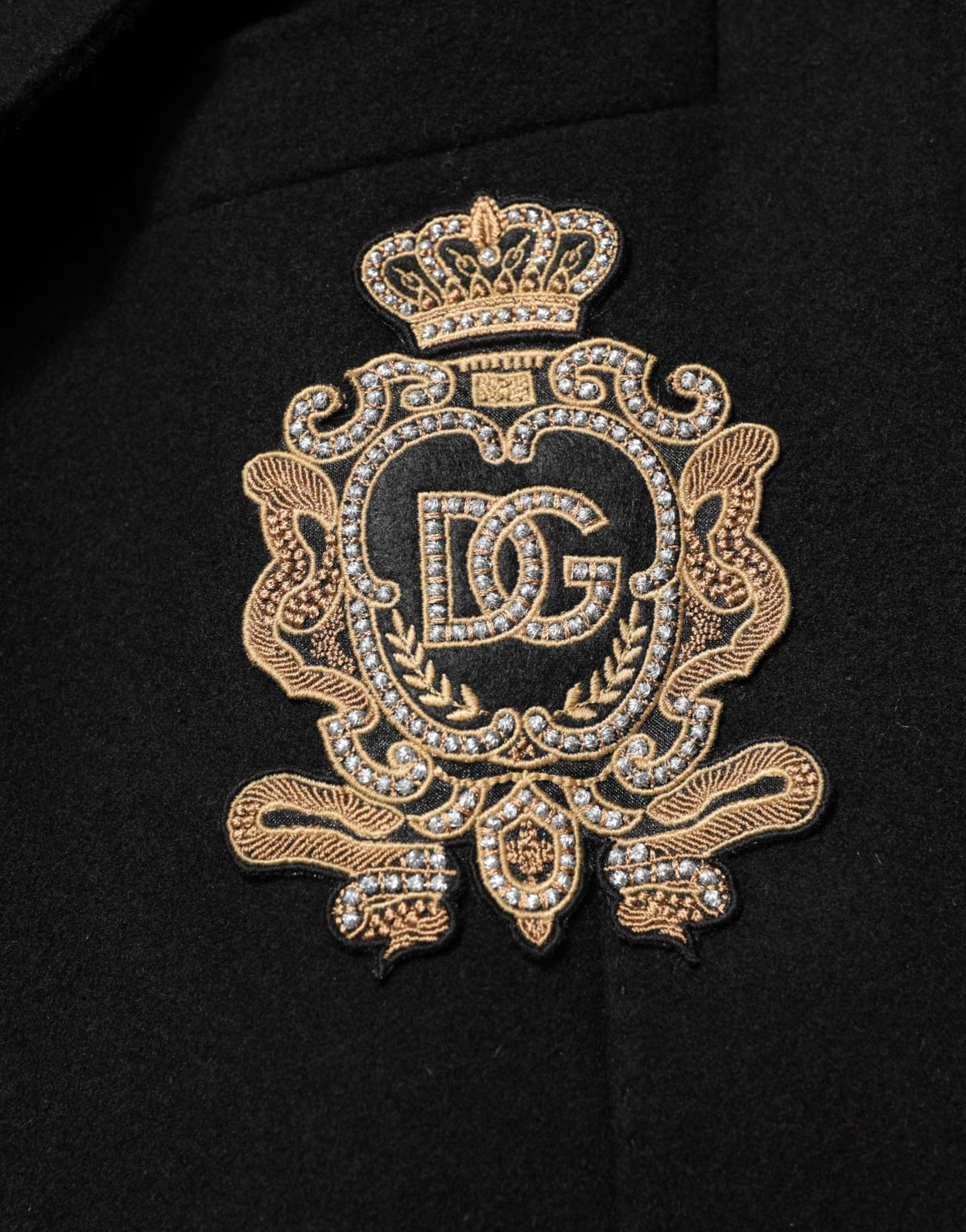 Dolce & Gabbana Black Heraldic Patch Single Breasted Jacket