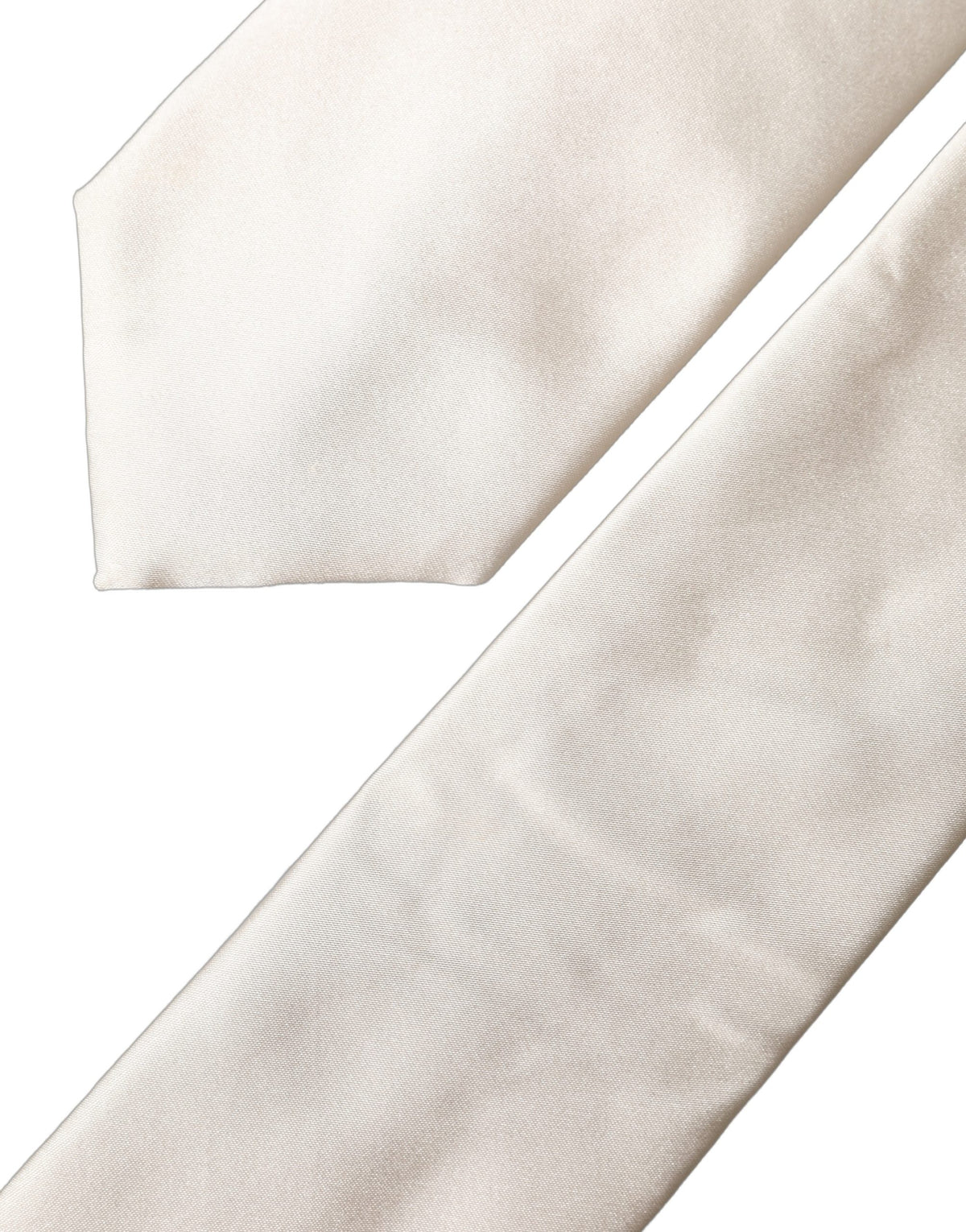 Dolce & Gabbana Off White Satin Silk Adjustable Women Necktie