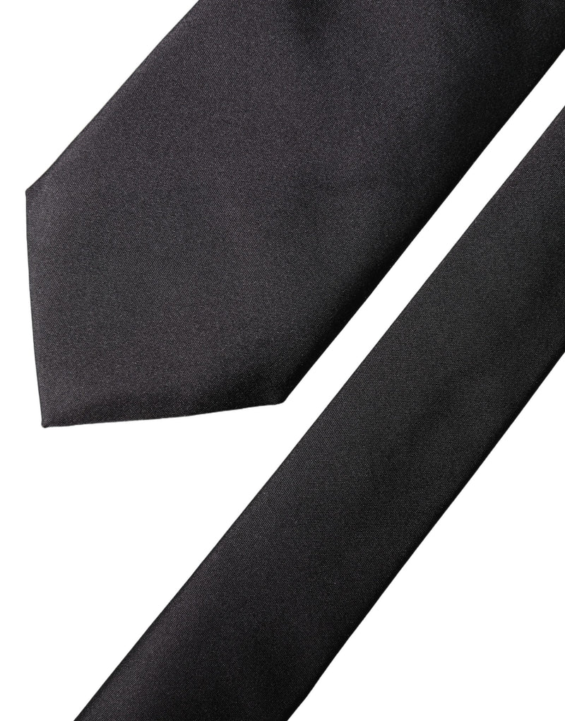 Dolce & Gabbana Black Satin 100% Silk Adjustable Women Tied Necktie Tie