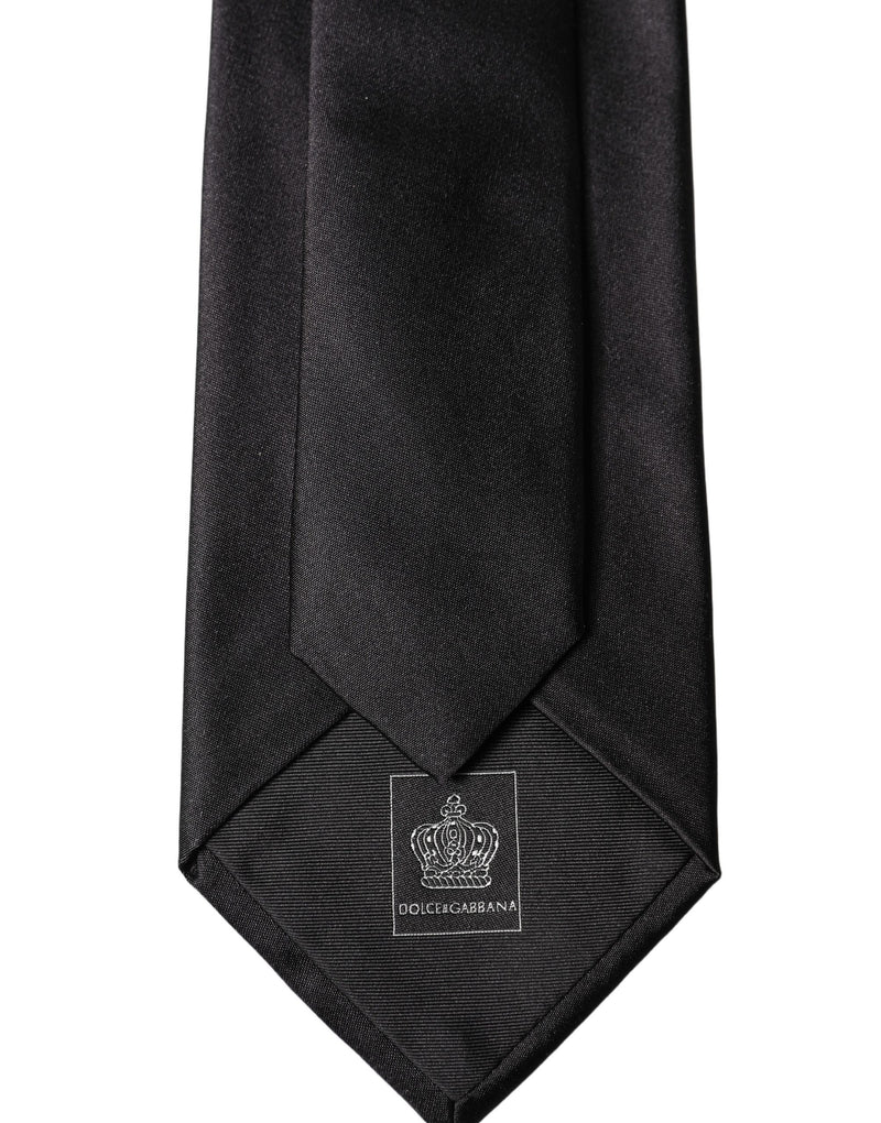 Dolce & Gabbana Black Satin 100% Silk Adjustable Women Tied Necktie Tie