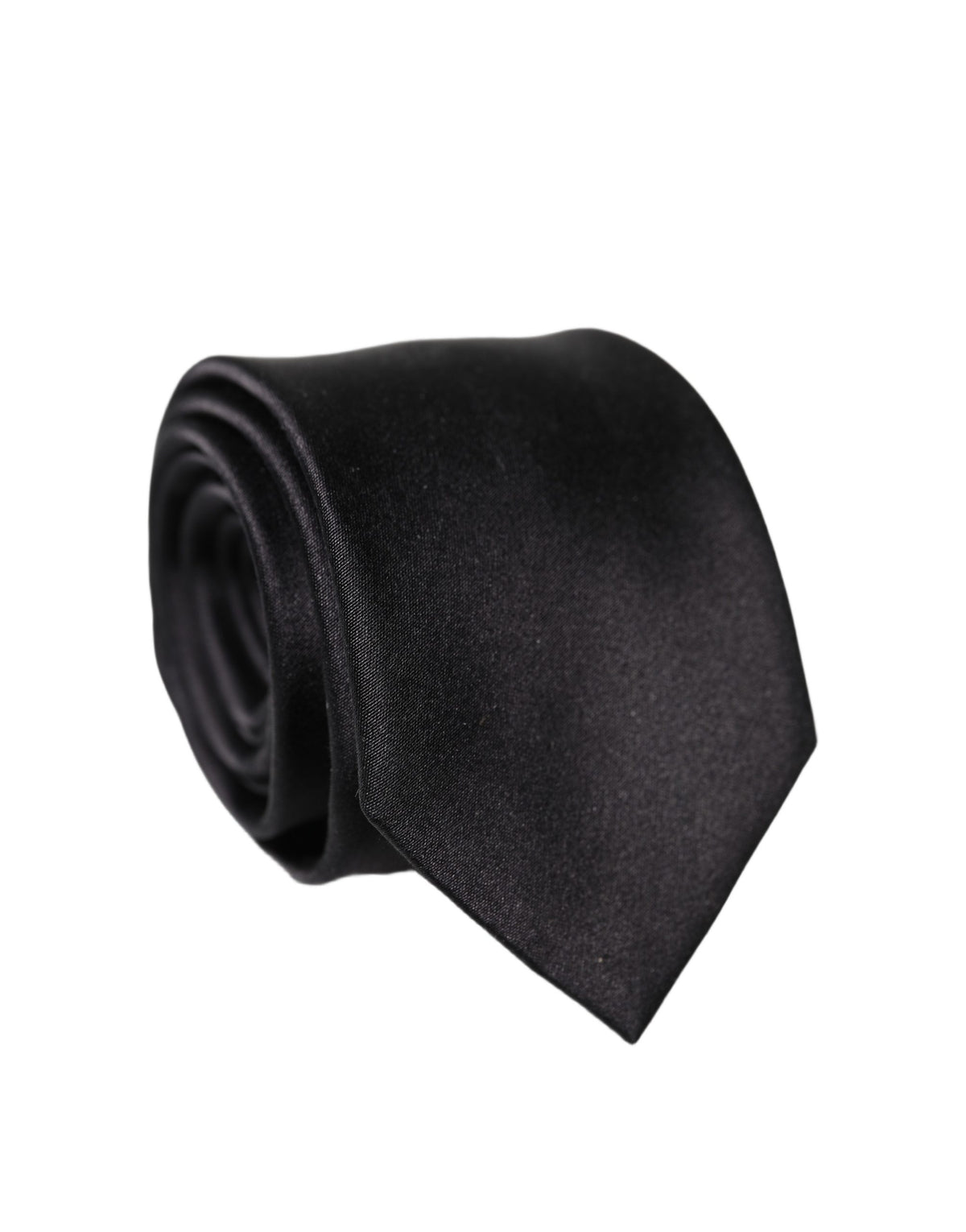 Dolce & Gabbana Black Solid Silk Satin Wide Adjustable Necktie