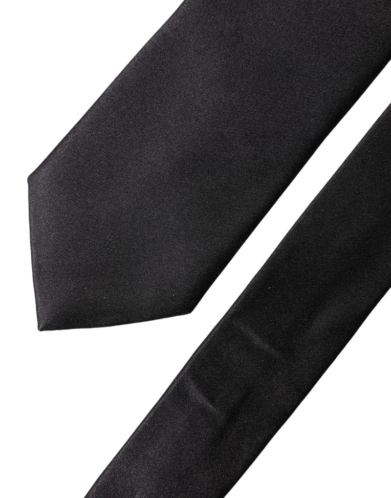 Dolce & Gabbana Black Solid Silk Satin Wide Adjustable Necktie