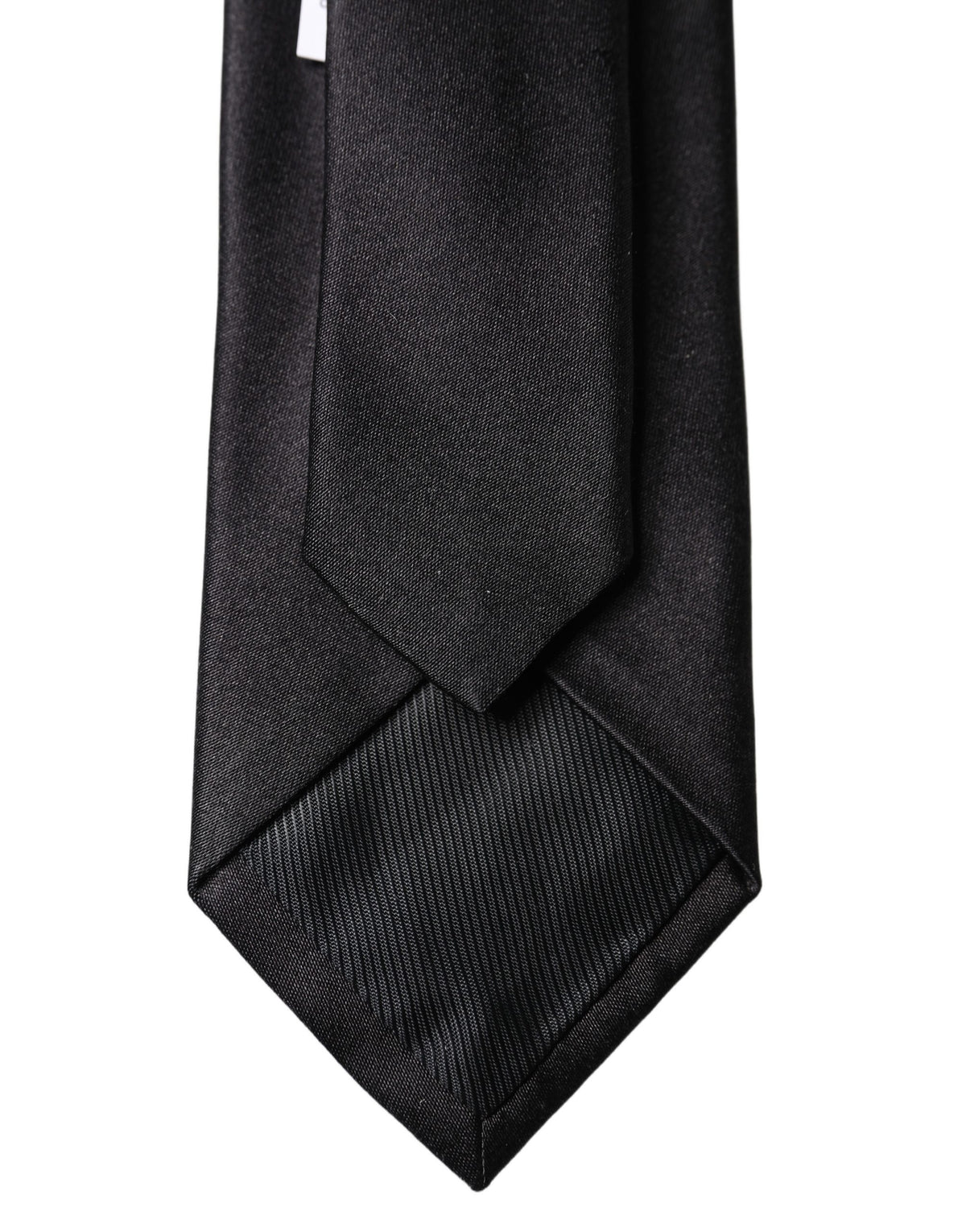 Dolce & Gabbana Black Solid Silk Satin Wide Adjustable Necktie