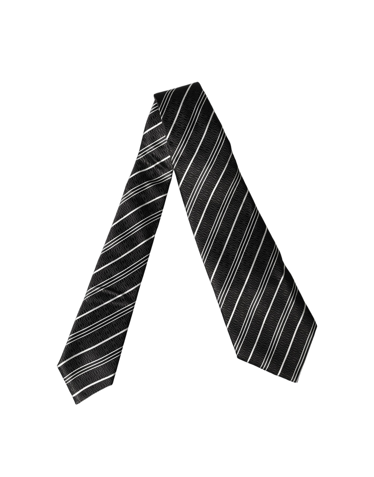 Dolce & Gabbana Black White Stripes Silk Adjustable Necktie