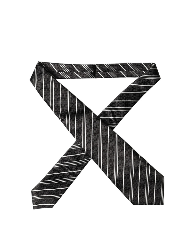 Dolce & Gabbana Black White Stripes Silk Adjustable Necktie