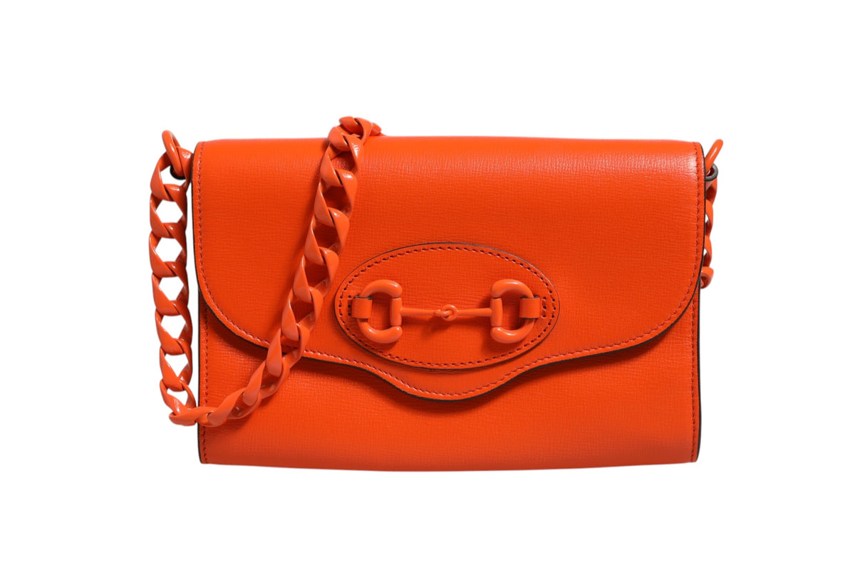 Gucci Horsebit 1955 Enamel Mini Shoulder Bag - Orange