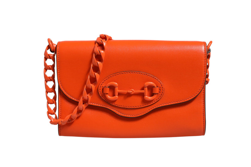 Gucci Horsebit 1955 Enamel Mini Shoulder Bag in Orange