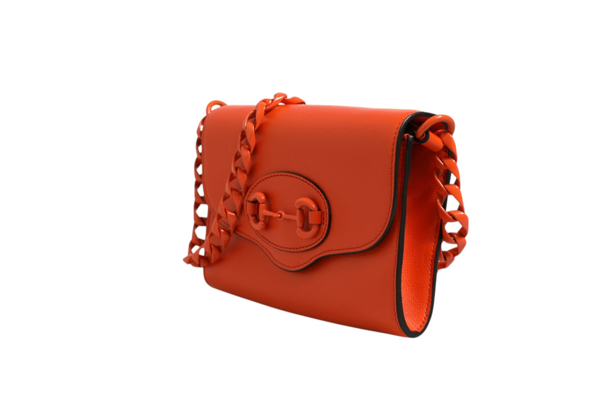 Gucci Horsebit 1955 Enamel Mini Shoulder Bag - Orange