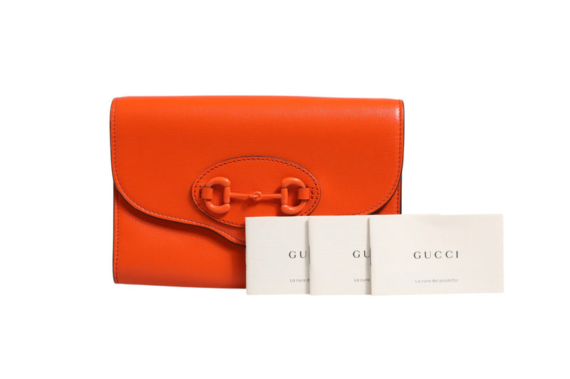 Gucci Horsebit 1955 Enamel Mini Shoulder Bag in Orange