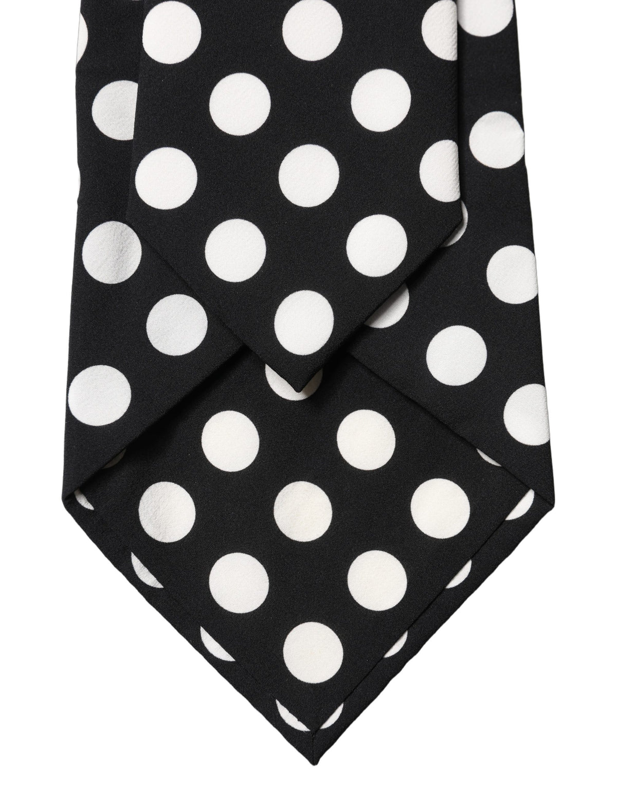 Dolce & Gabbana Black White Polka Dot Silk Adjustable Necktie