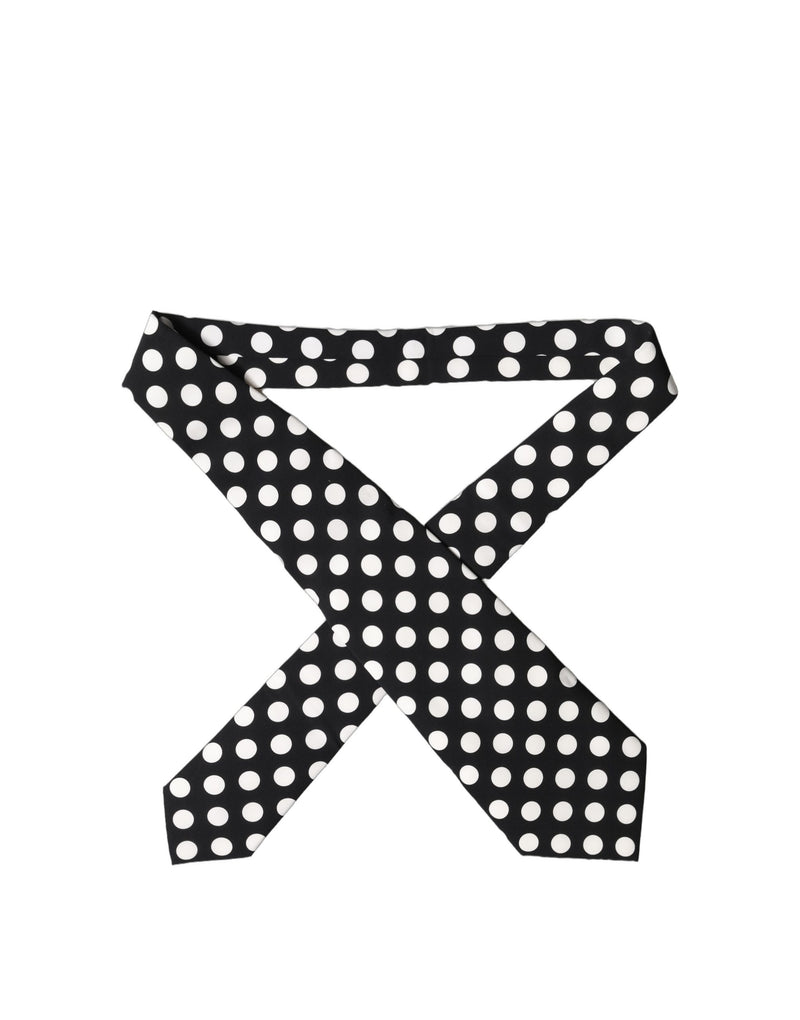Dolce & Gabbana Black White Polka Dot Silk Adjustable Necktie
