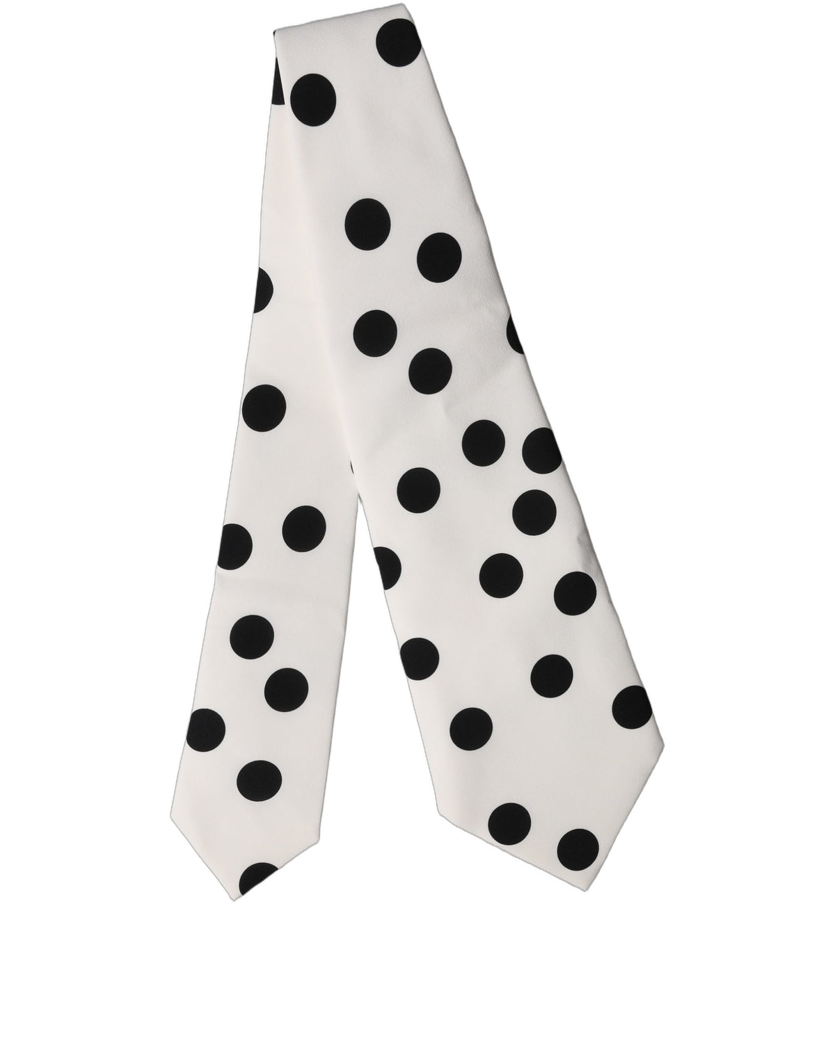 Dolce & Gabbana White Black Polka Dot Silk Adjustable Necktie
