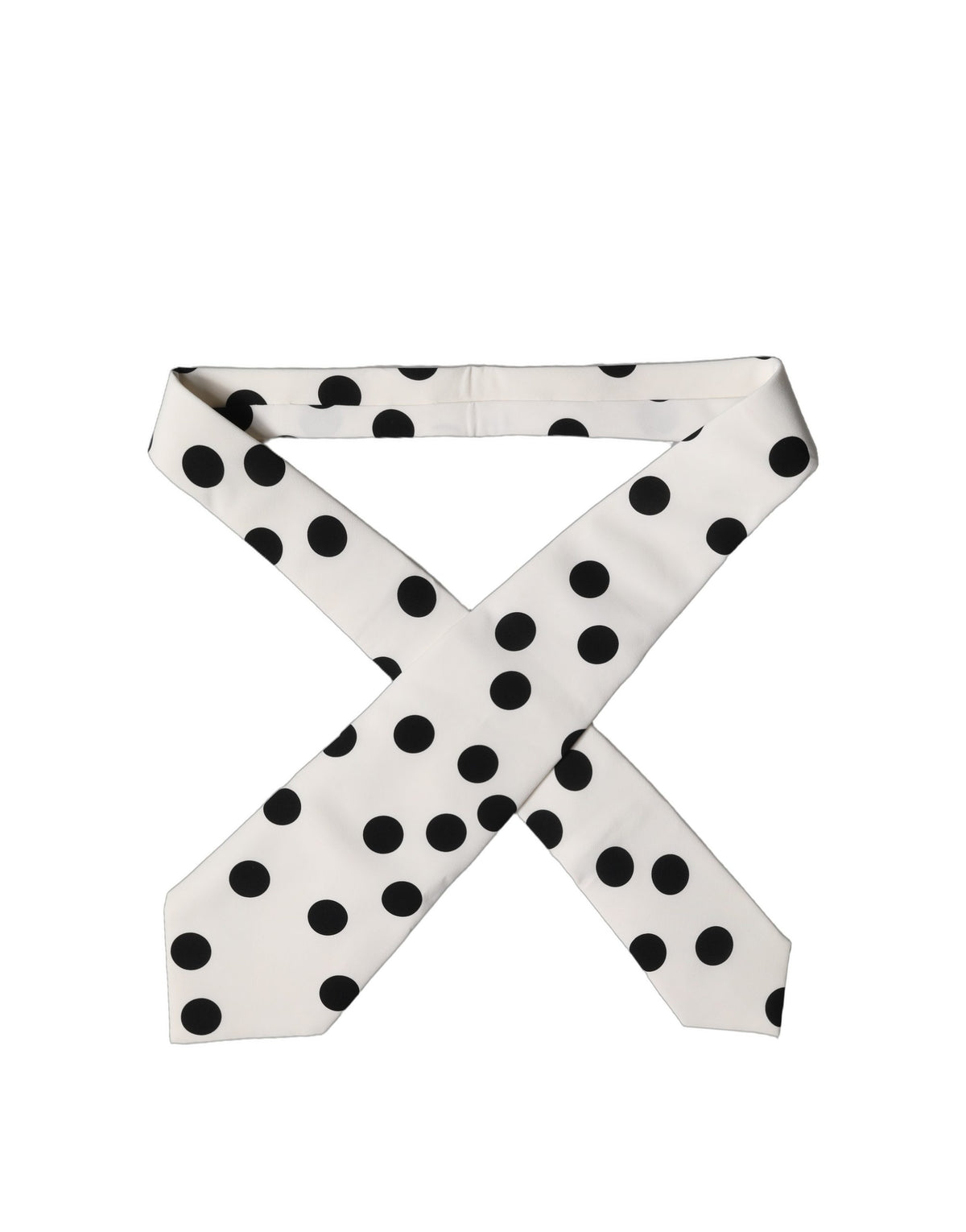 Dolce & Gabbana White Black Polka Dot Silk Adjustable Necktie