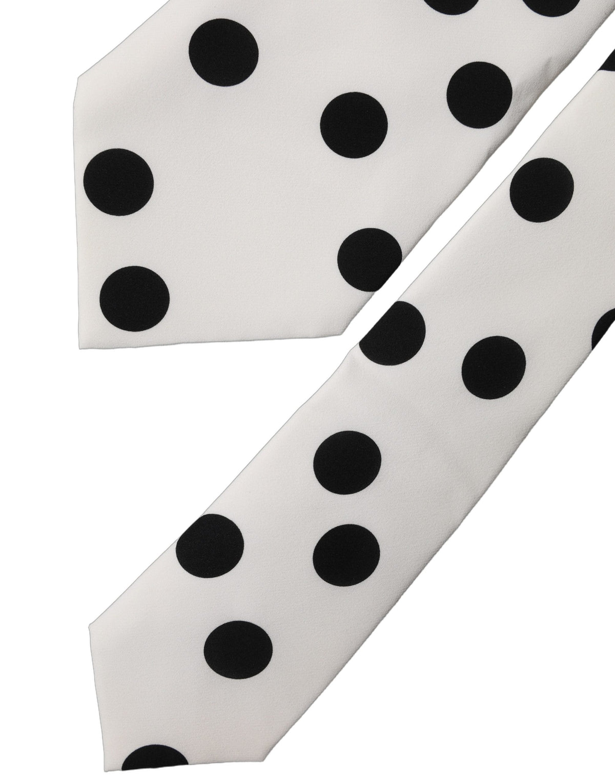 Dolce & Gabbana White Black Polka Dot Silk Adjustable Necktie